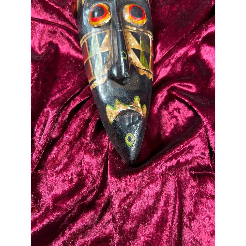 Vintage Home Decor - Decorative Wall Hanging Mask - African - 13” - Picture 2 of 12